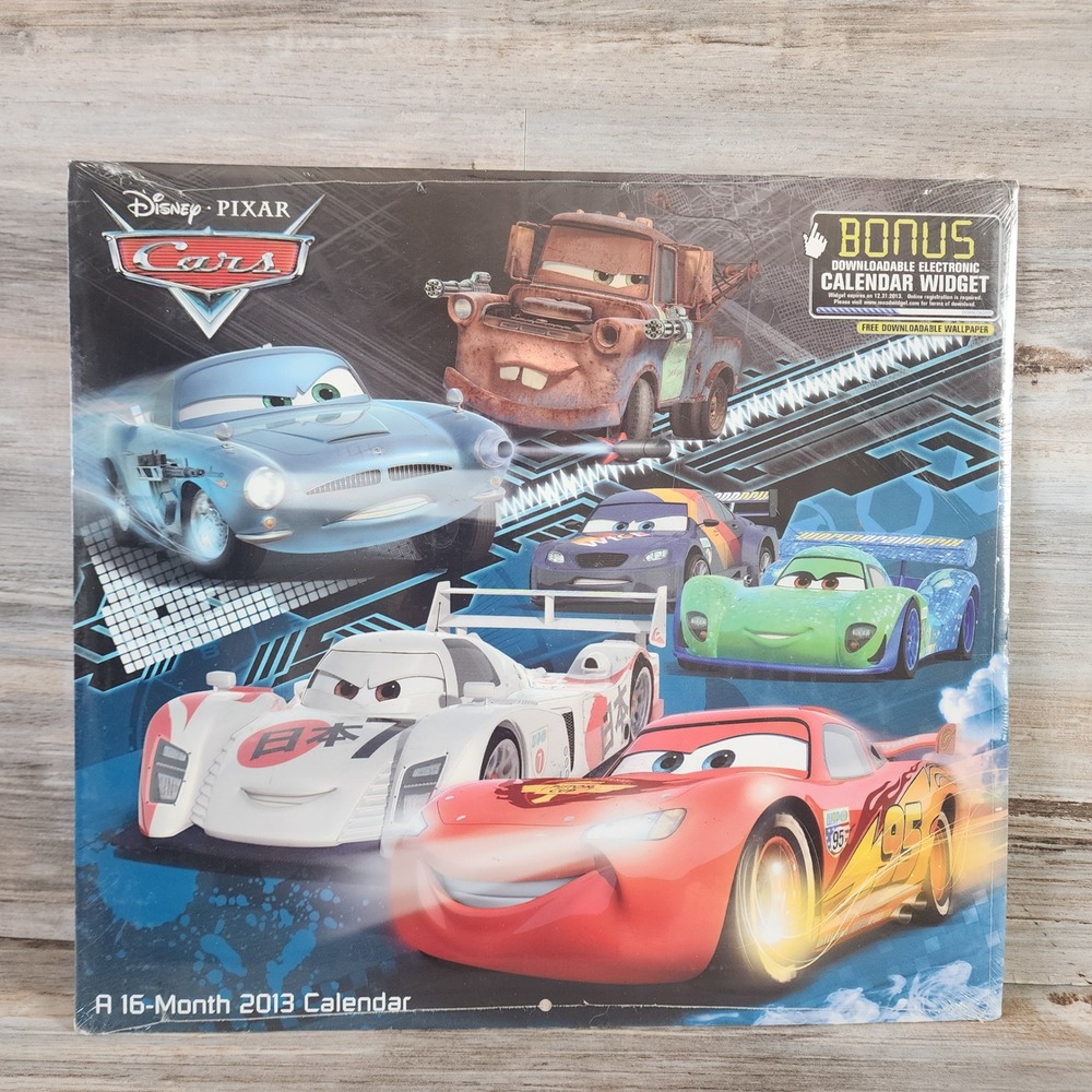 Disney Pixar Cars 2013 Wall Calendar 16 Month Lightning McQueen Mater Sealed